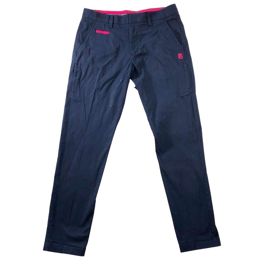 Pearly Gates Pants Men's Size 5 Navy Blue Pink Golf Performance Straight (33x29)